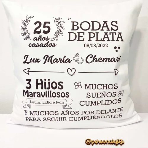 Cojín Personalizado Bodas de Plata