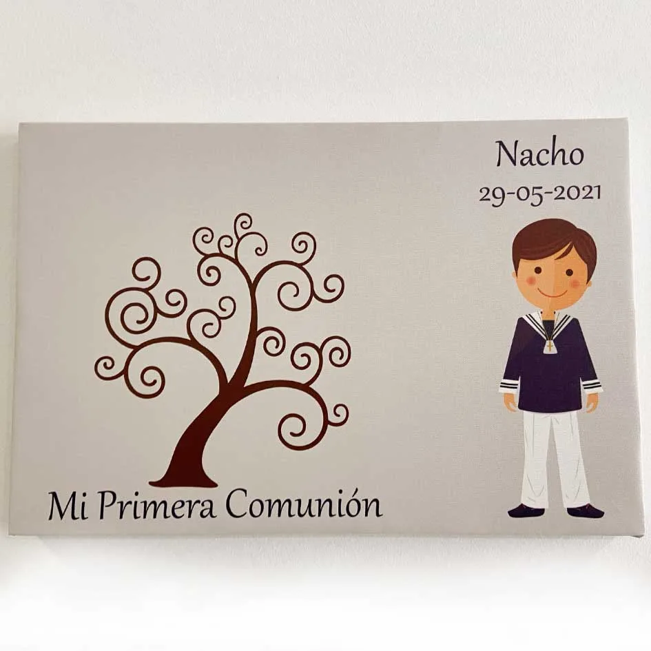 Lienzo personalizado comunión para poner huellas. Personal Gift Ávila