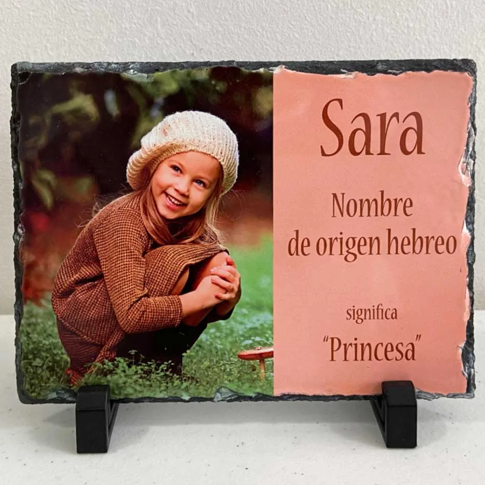 Pizarra personalizada con una fotografía y texto. Personal Gift Ávila